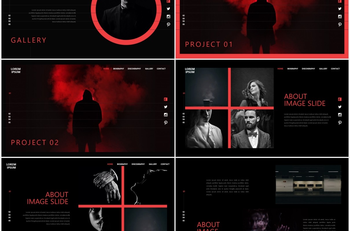 黑色个性图片展示PPT模板Black - Powerpoint Template