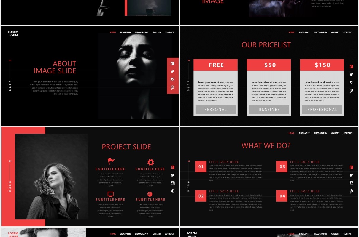黑色个性图片展示PPT模板Black - Powerpoint Template