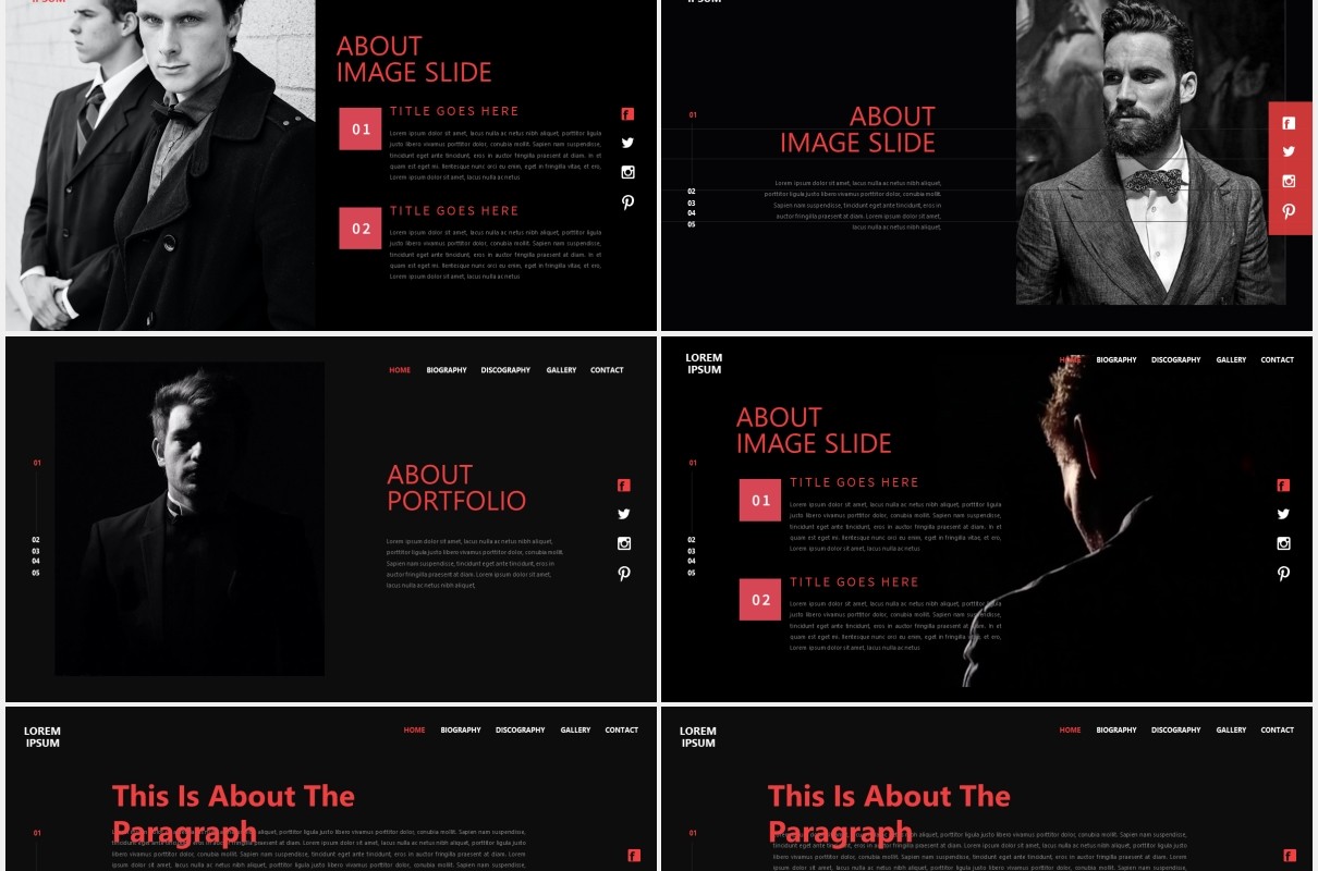 黑色个性图片展示PPT模板Black - Powerpoint Template