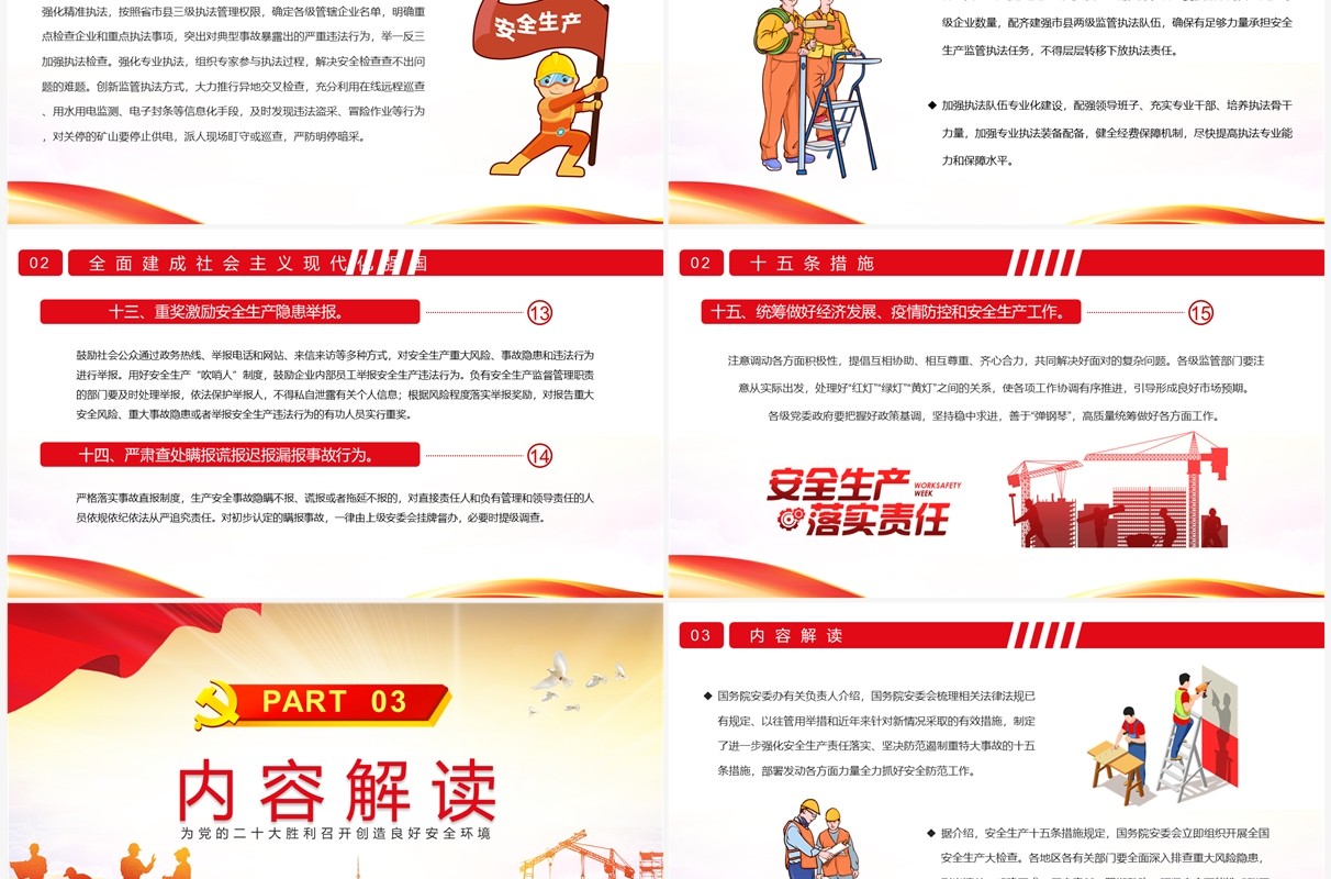 红金简约风安全生产十五条措施PPT模板