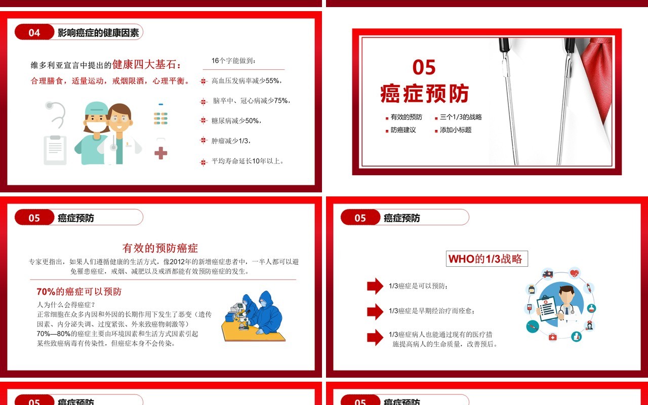 简约风世界抗癌日癌症预防知识讲座通用PPT模板