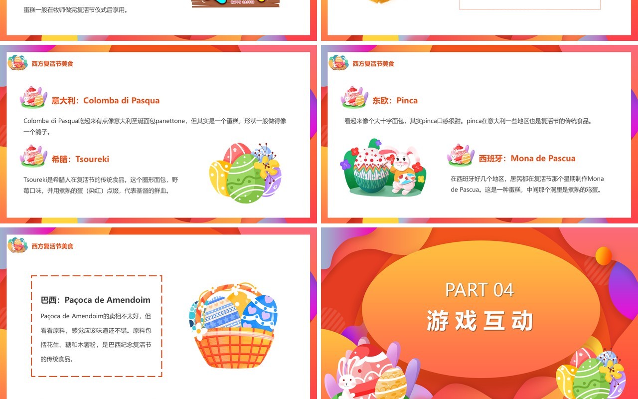 红色卡通风复活节节日汇报PPT模板