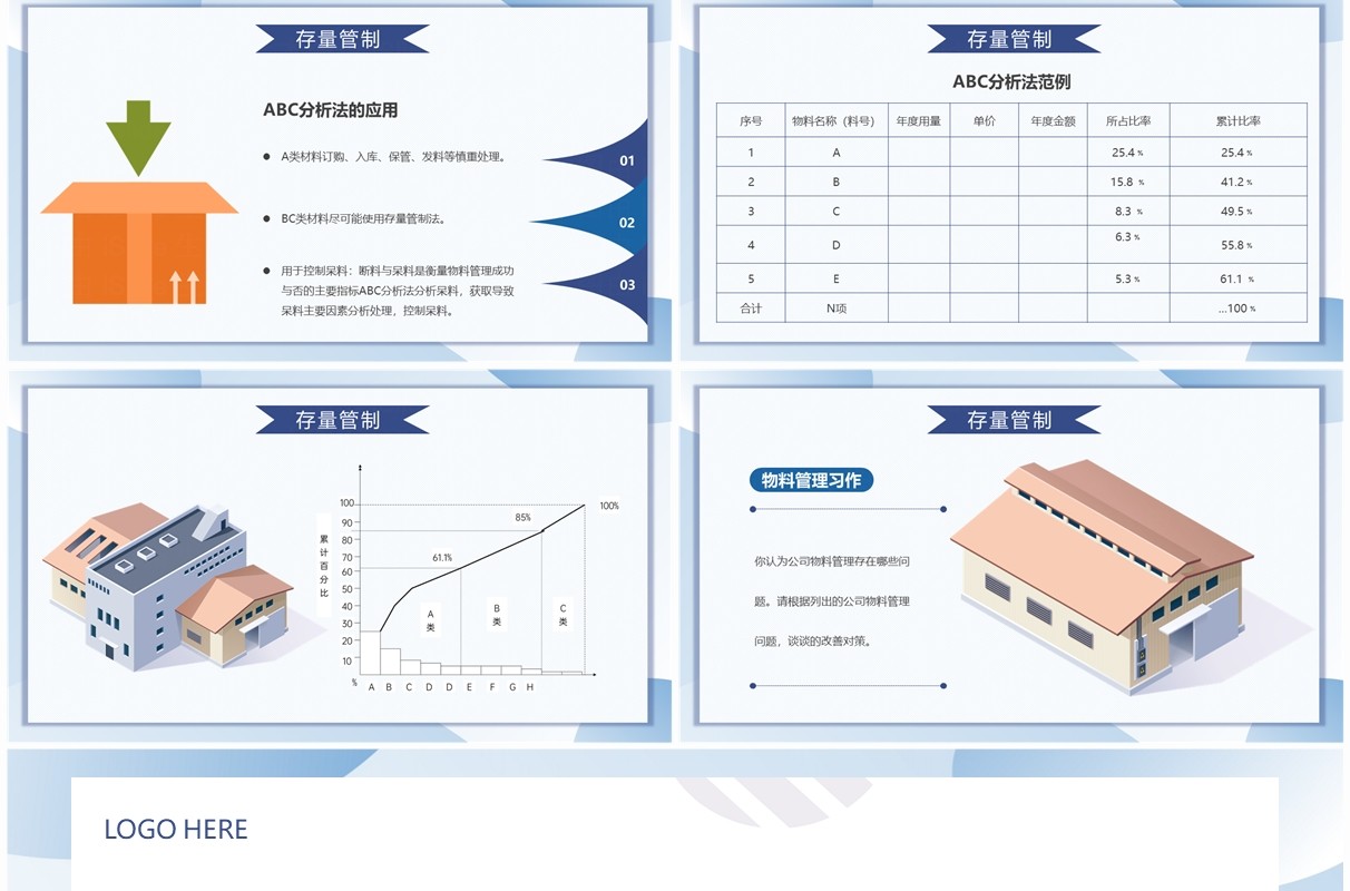 蓝色简约风公司物料管理系统PPT模板