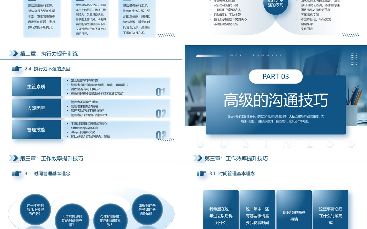 蓝色商务风工作效率与能力提升课程PPT模板