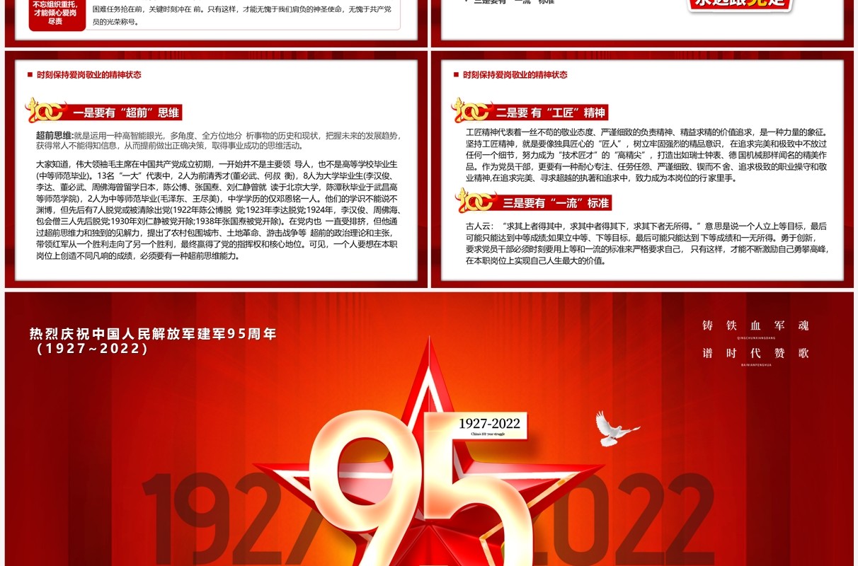 红色党整风热烈庆祝建军95周年PPT模板