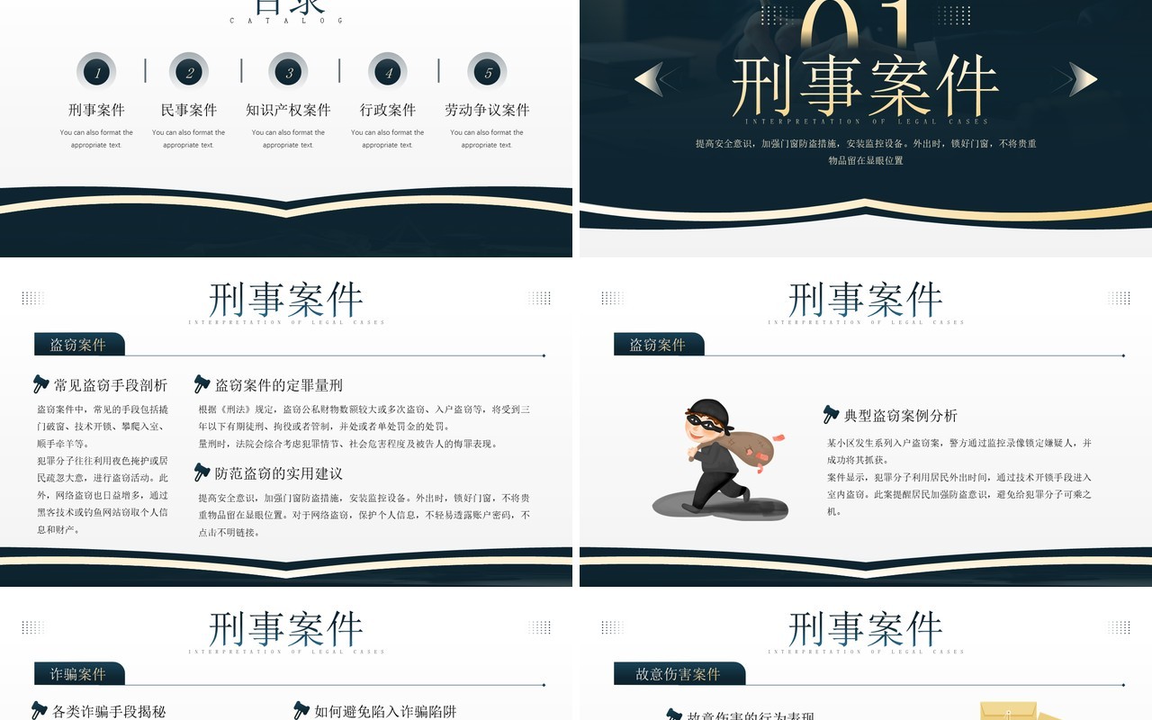 蓝色简约风法律案例解读PPT模板