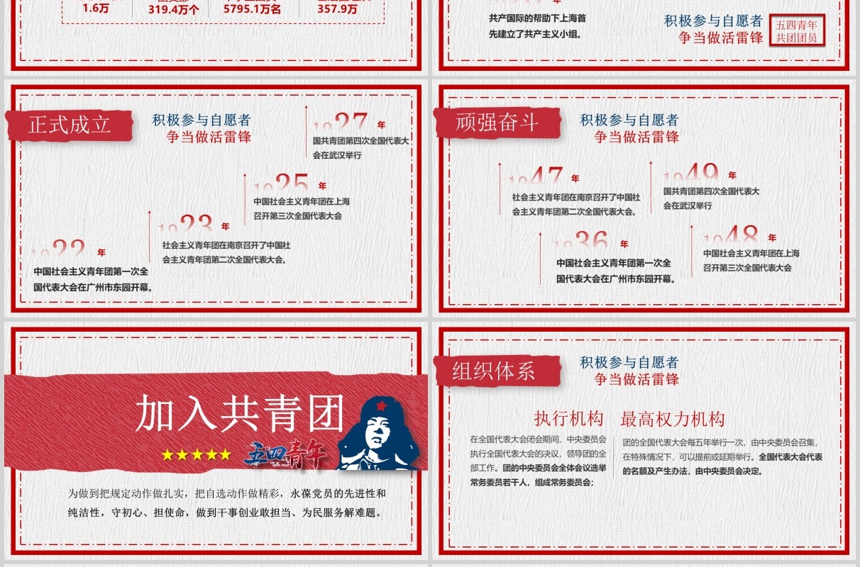 大气复古五四青年节动态PPT模板