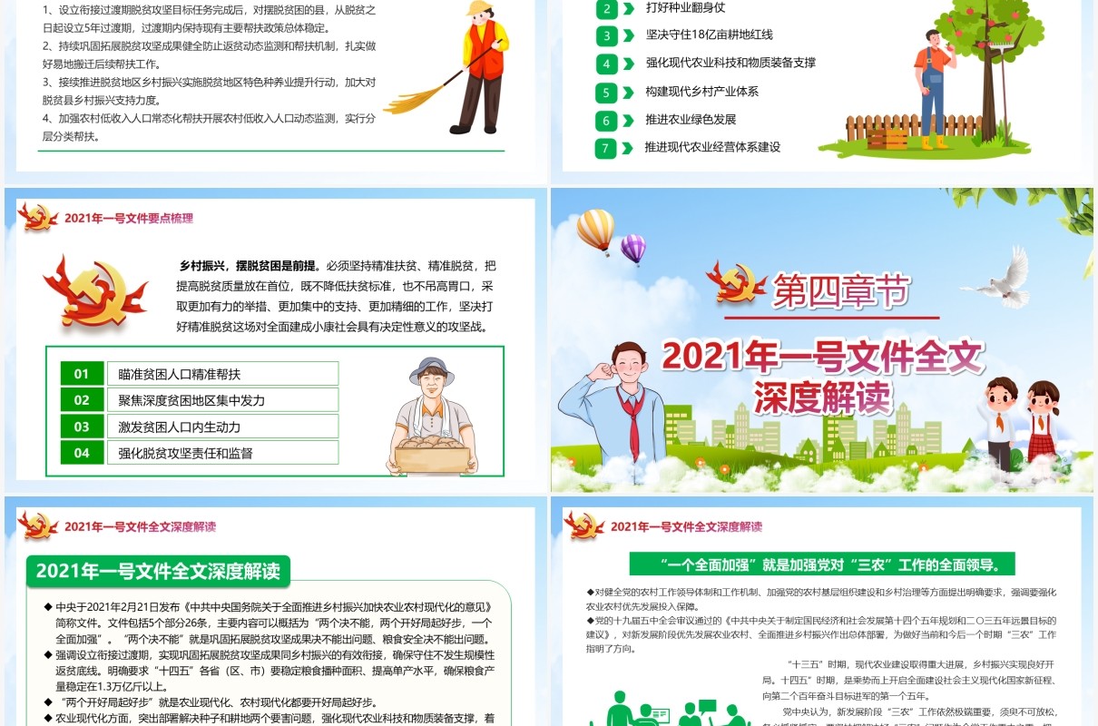 2021年中央一号文件全面推进乡村振兴PPT模板