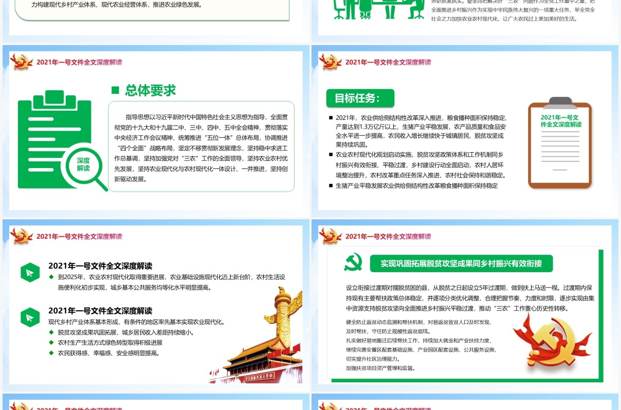2021年中央一号文件全面推进乡村振兴PPT模板