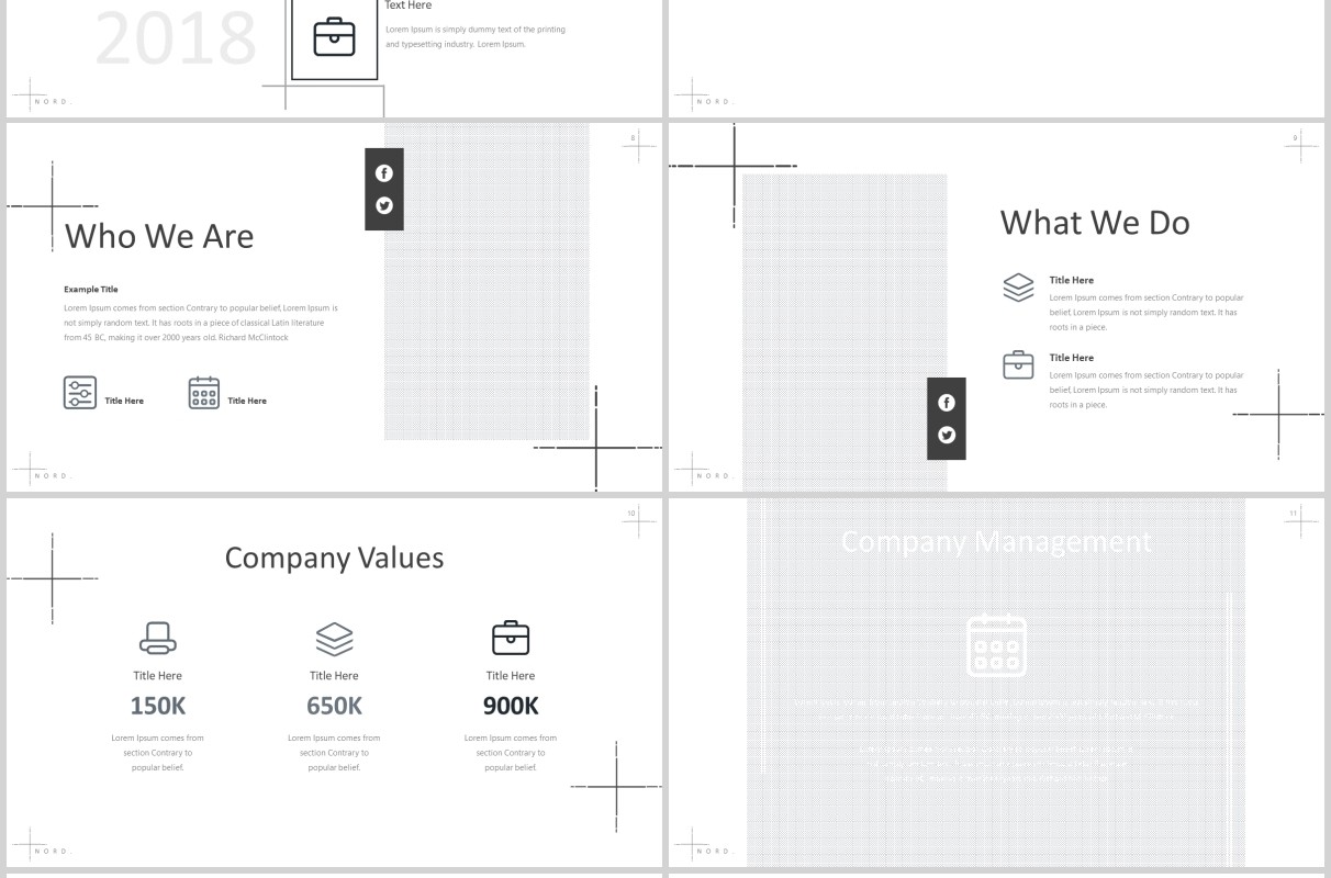 高端时尚公司产品项目介绍PPT模板版式设计Nord Powerpoint Template