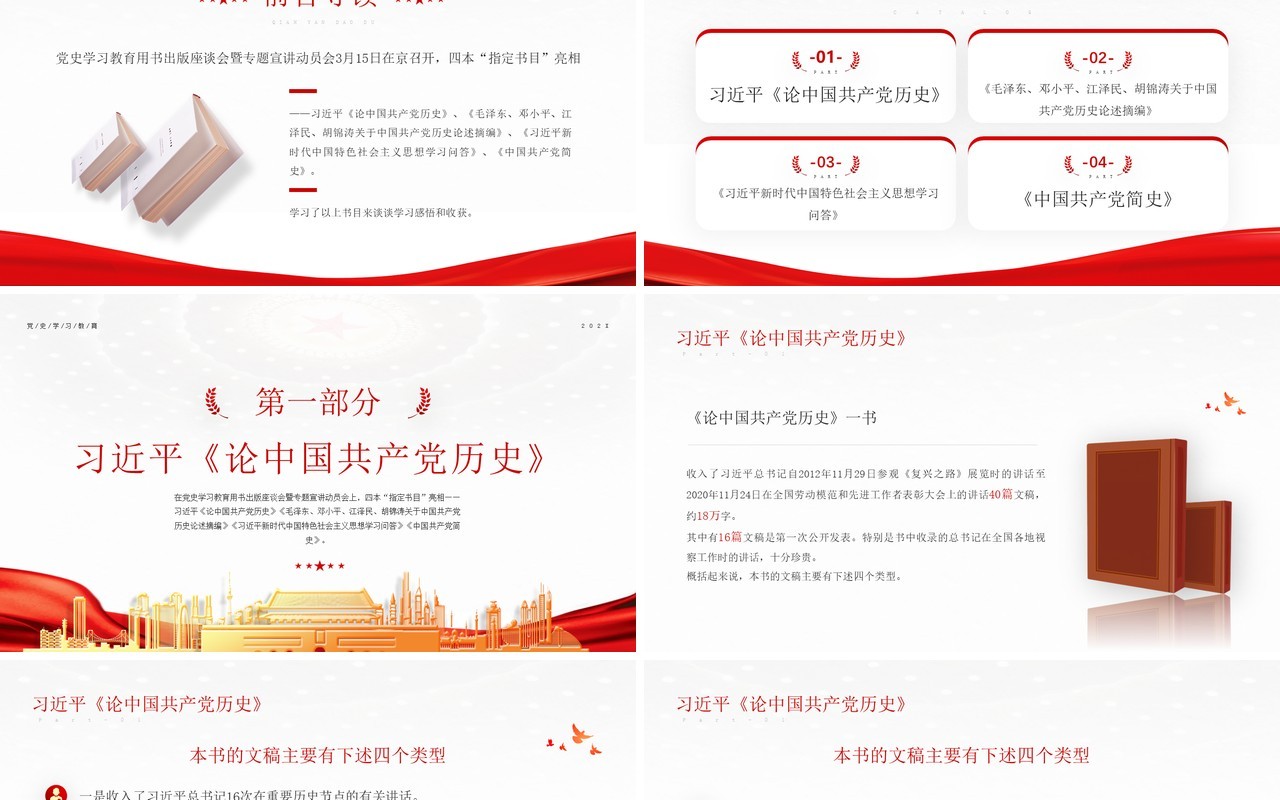 红色党政风格让新时代四书的清香溢满人生党史学习四本指定书目心得体会PPT模板