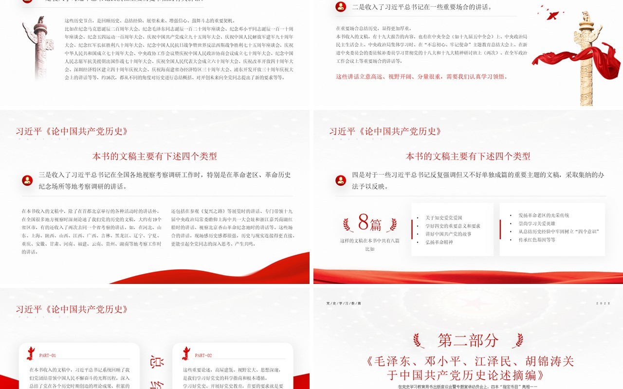 红色党政风格让新时代四书的清香溢满人生党史学习四本指定书目心得体会PPT模板