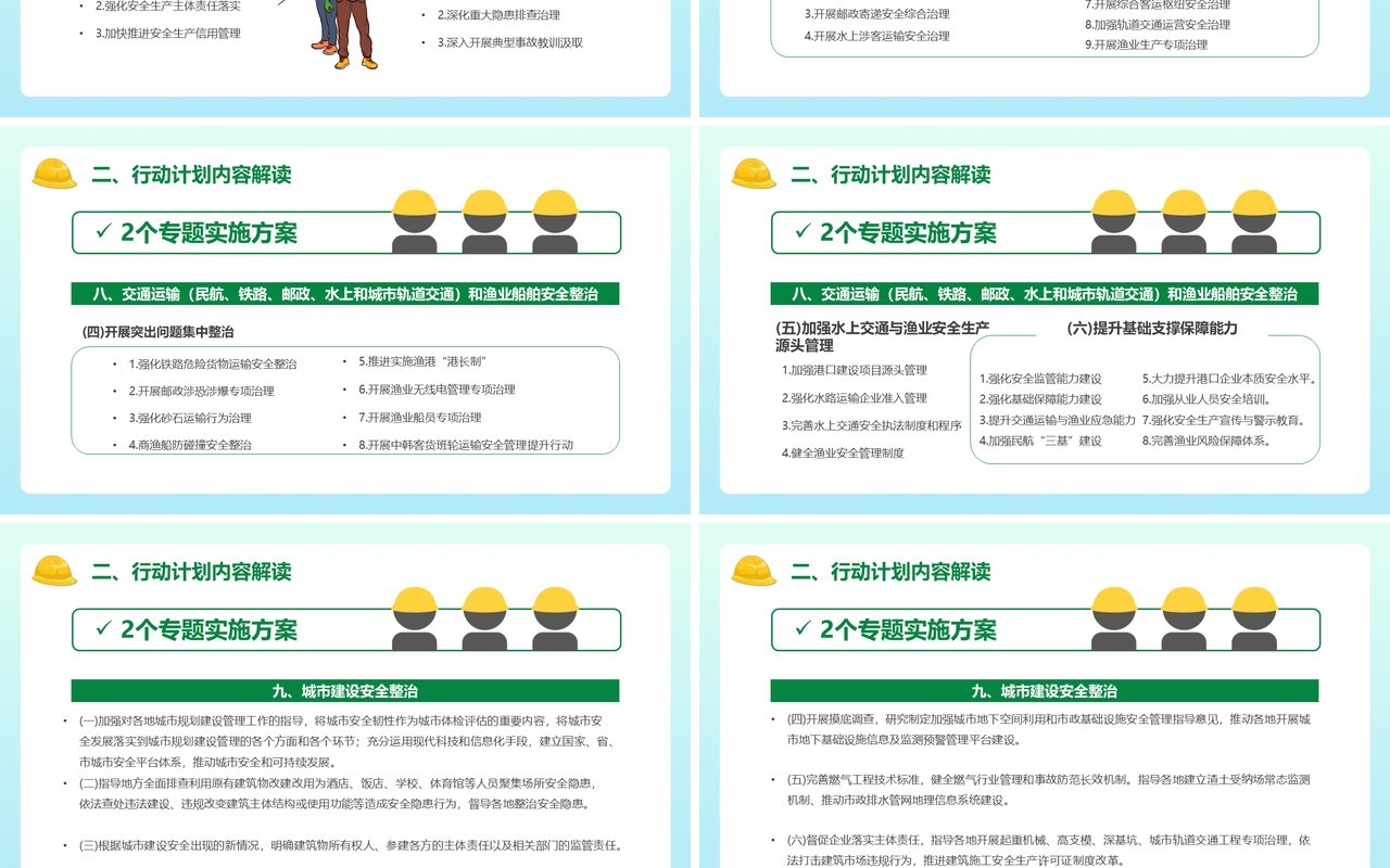 绿色卡通安全生产专项整治三年行动PPT模板