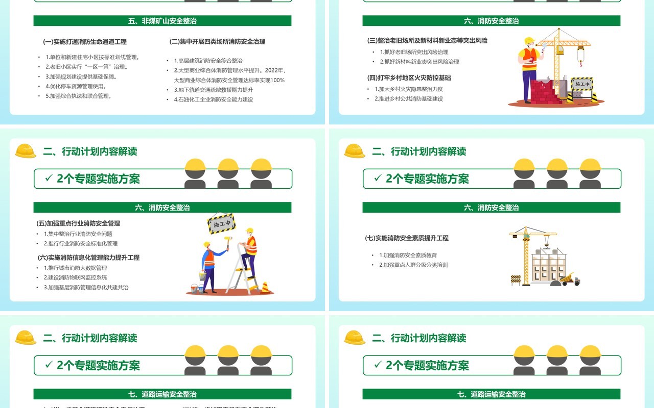 绿色卡通安全生产专项整治三年行动PPT模板