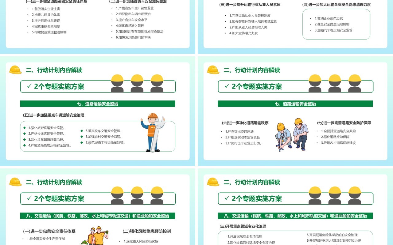 绿色卡通安全生产专项整治三年行动PPT模板