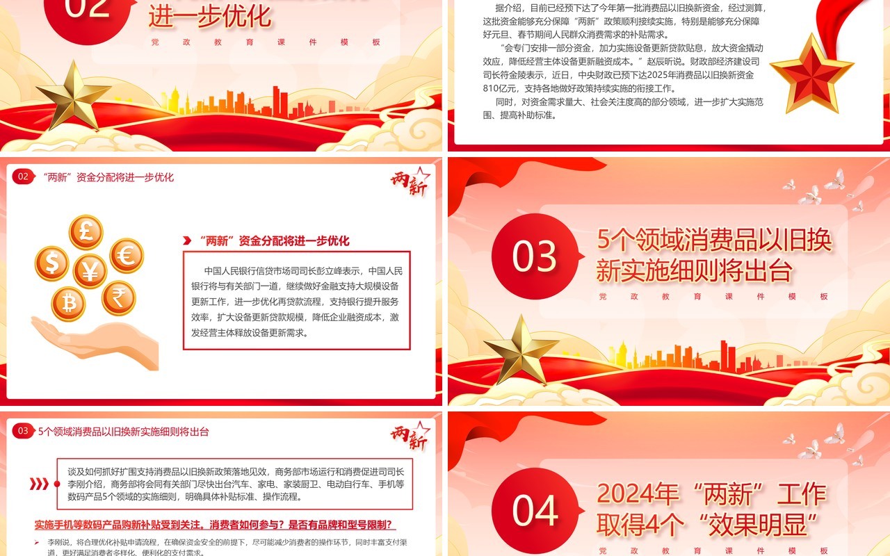 红色两新政策落地成效和2025新部署PPT模板