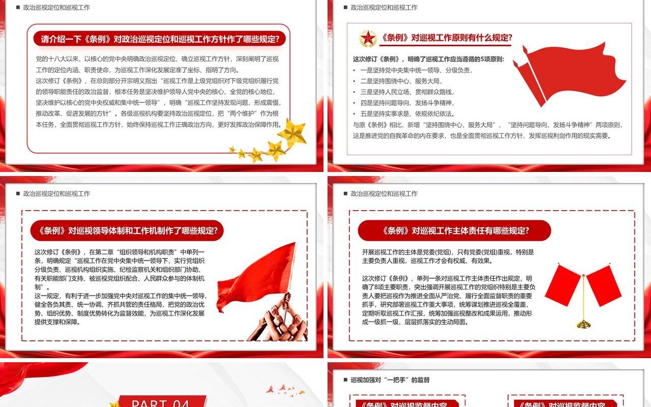 红色简约中国共产党巡视工作条例PPT模板