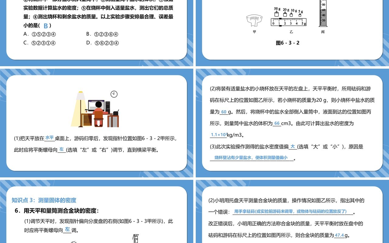 部编版八年级物理上册测量物质的密度课件PPT模版