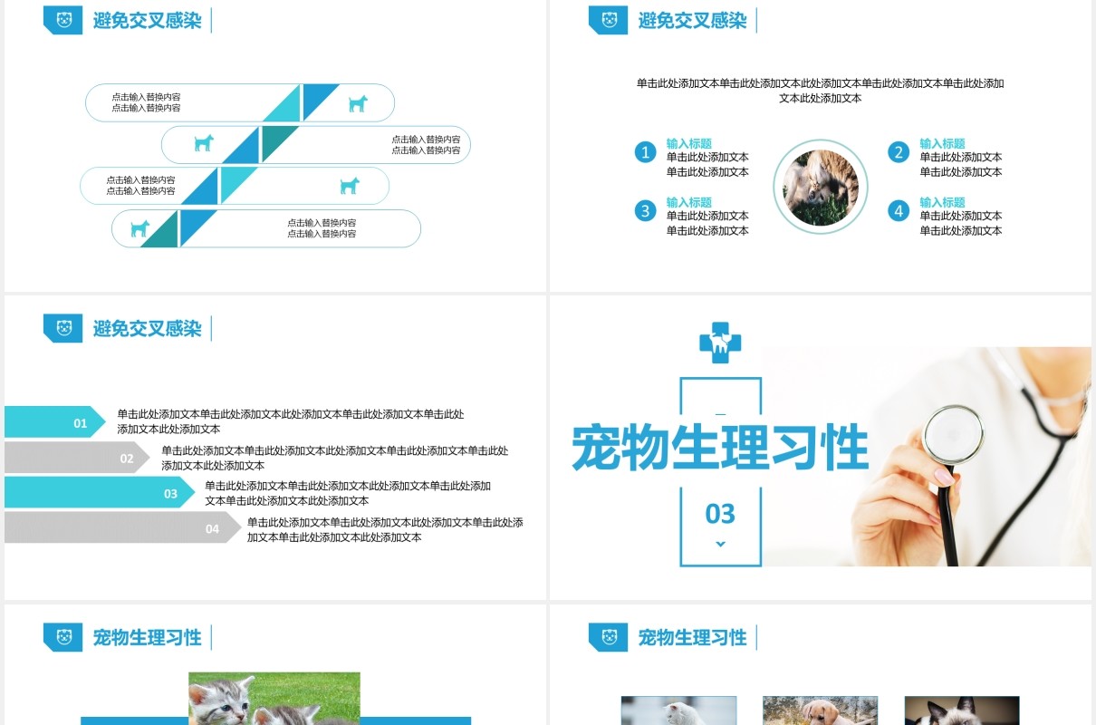 蓝色简约宠物医疗护理介绍宣传培训PPT模板