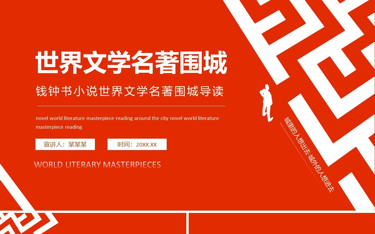 钱钟书小说世界文学名著围城导读动态PPT模板