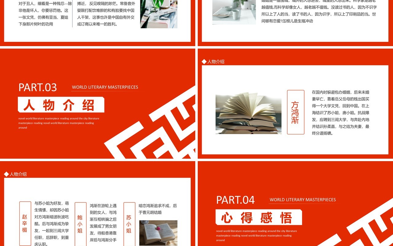 钱钟书小说世界文学名著围城导读动态PPT模板