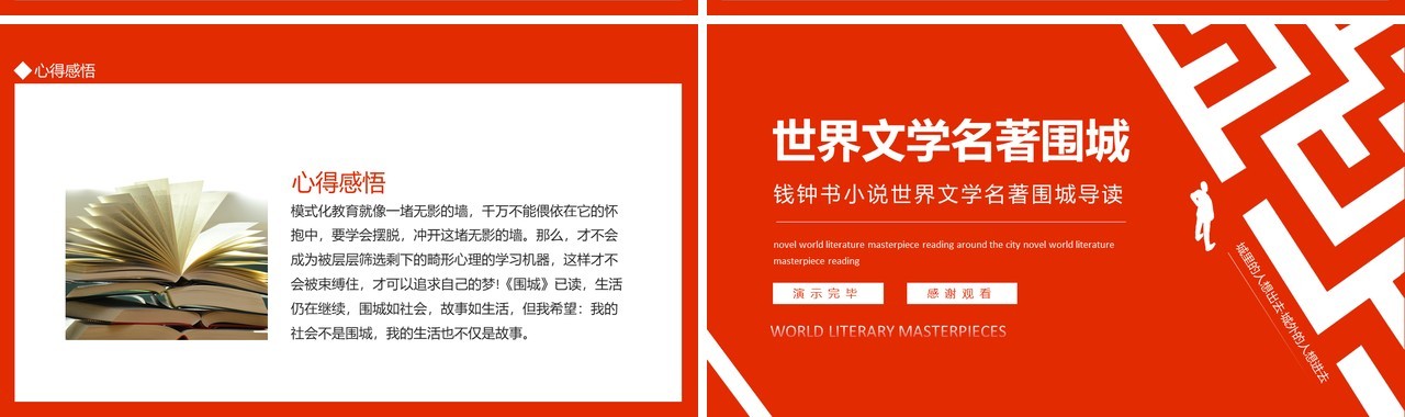 钱钟书小说世界文学名著围城导读动态PPT模板