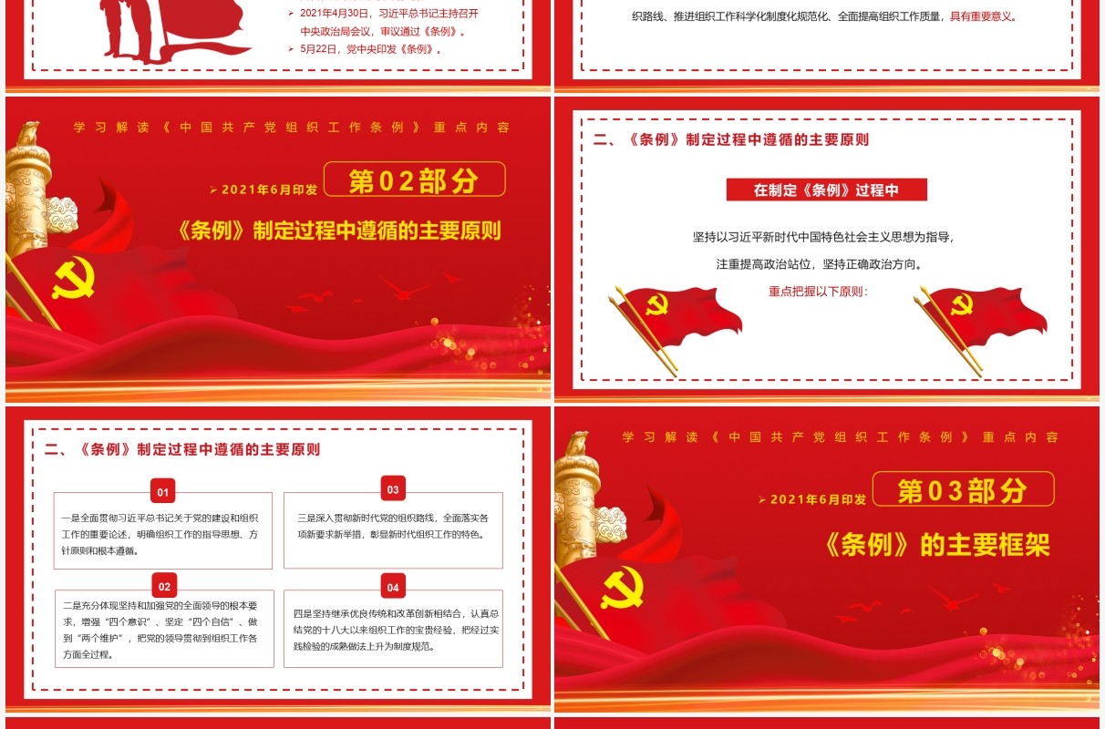 红色党政风中国共产党组织工作条例教育PPT模板