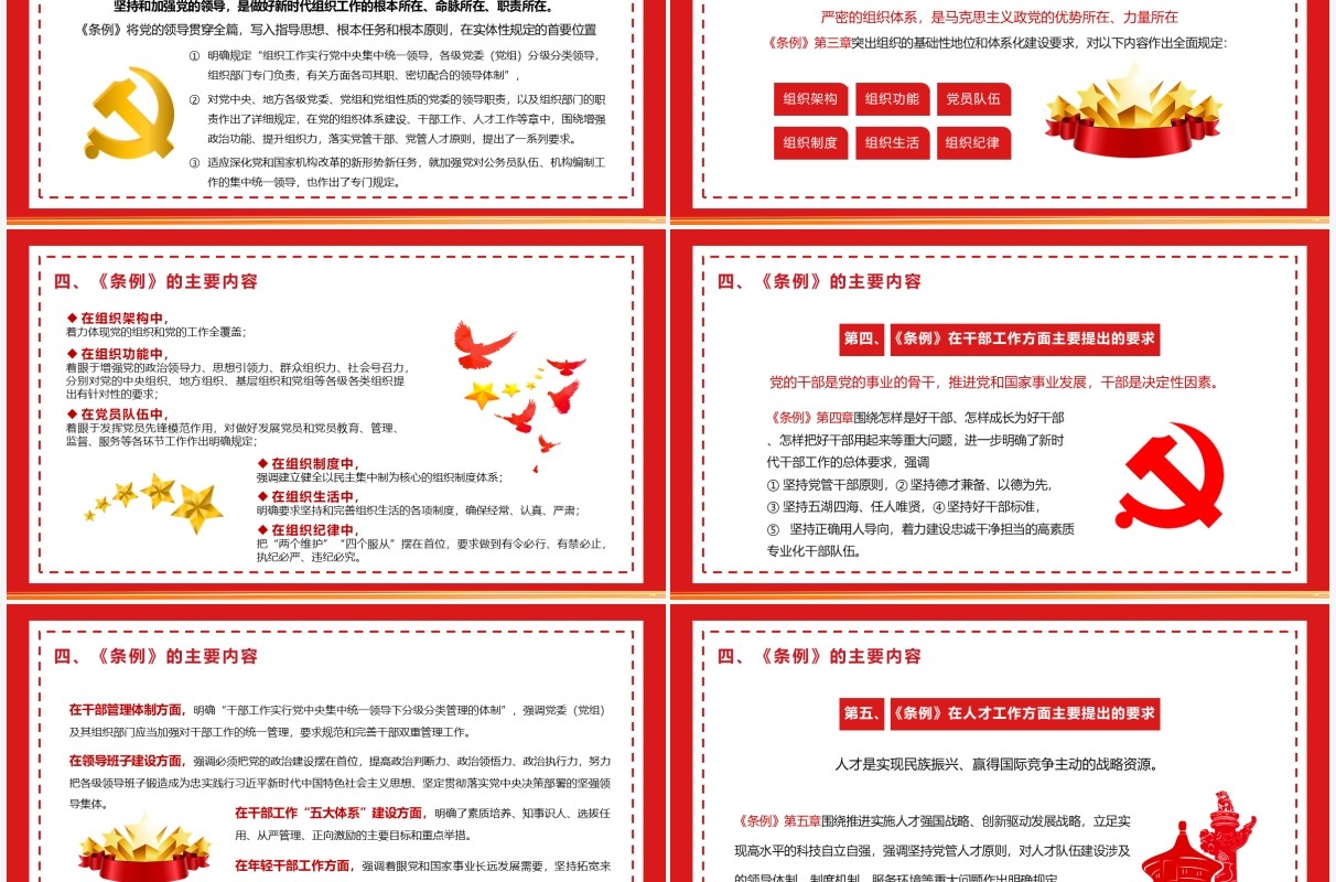 红色党政风中国共产党组织工作条例教育PPT模板