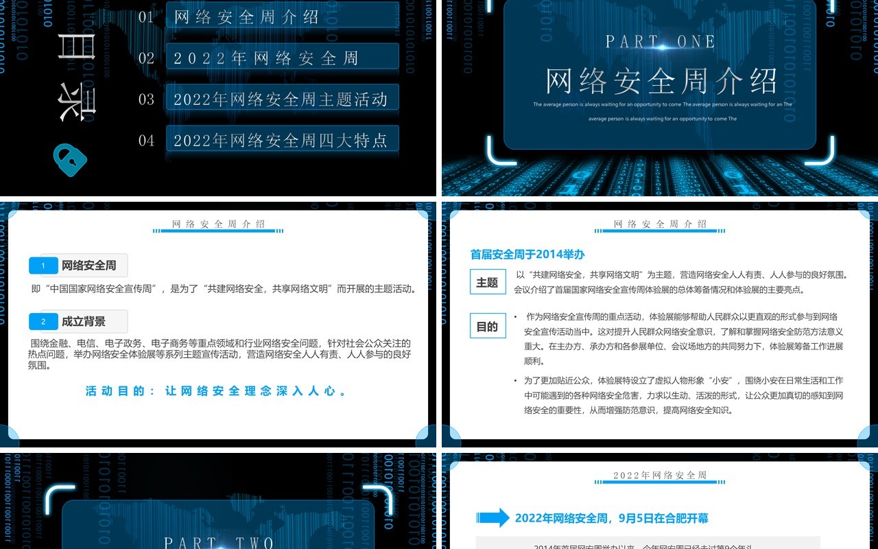 蓝色科技风2022年网络安全周PPT模板