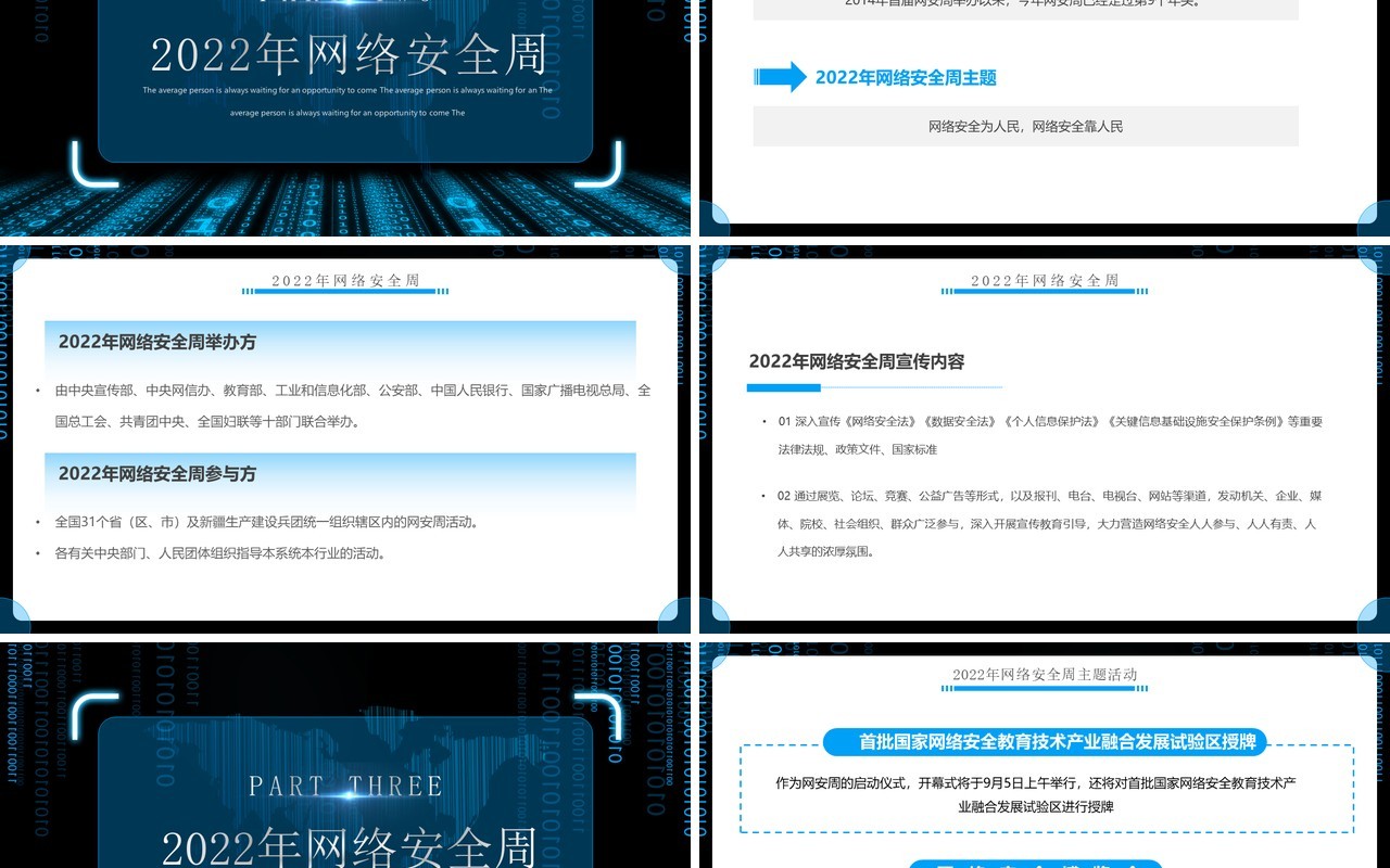蓝色科技风2022年网络安全周PPT模板