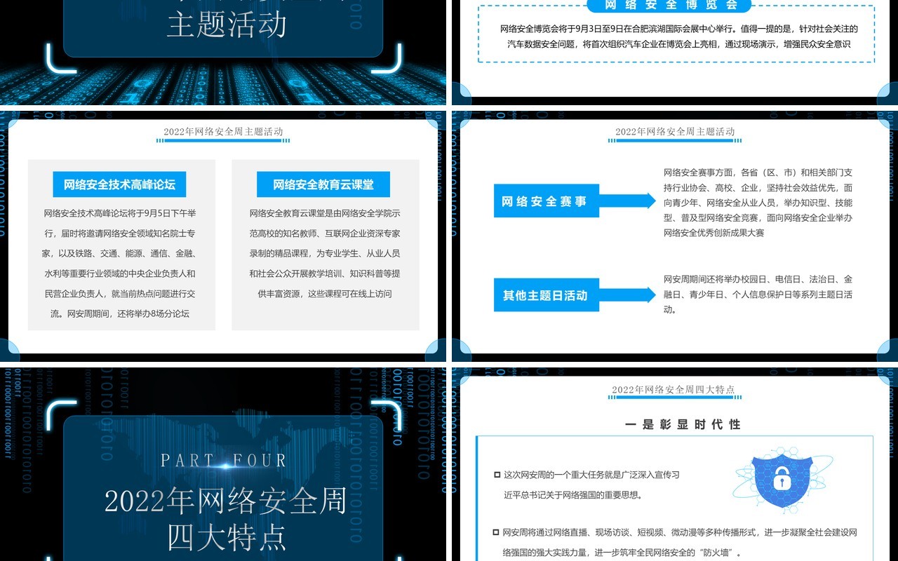 蓝色科技风2022年网络安全周PPT模板