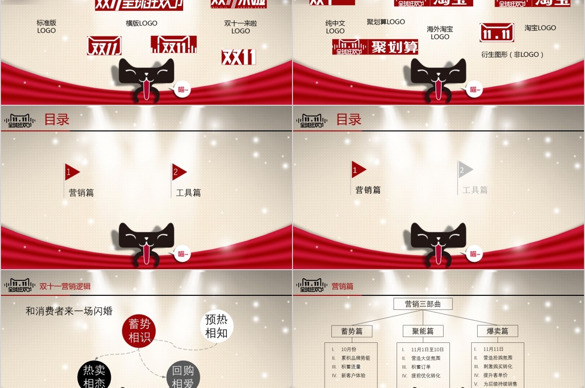 简洁双十一狂欢节购物电商活动策划PPT模板