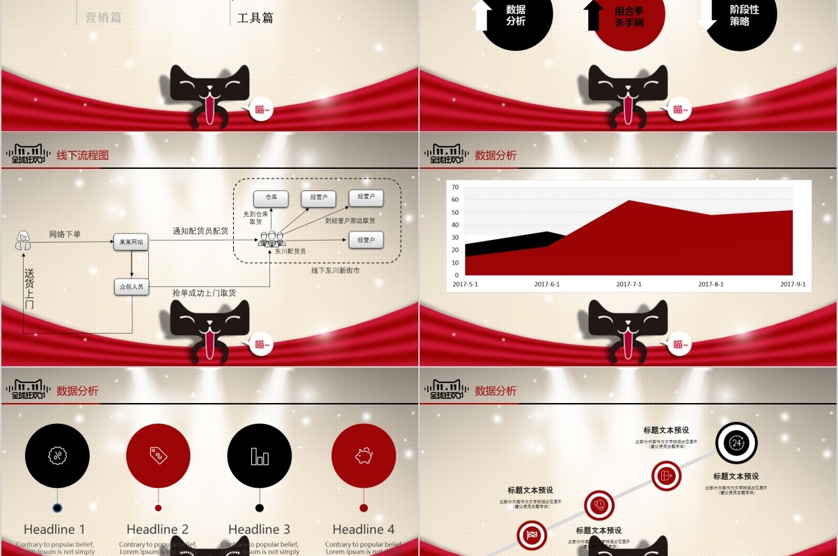 简洁双十一狂欢节购物电商活动策划PPT模板