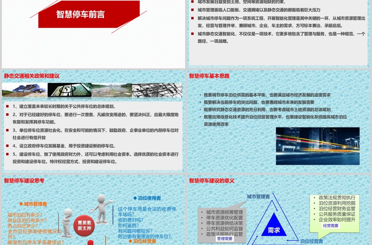 红色简约智慧停车解决方案PPT模板