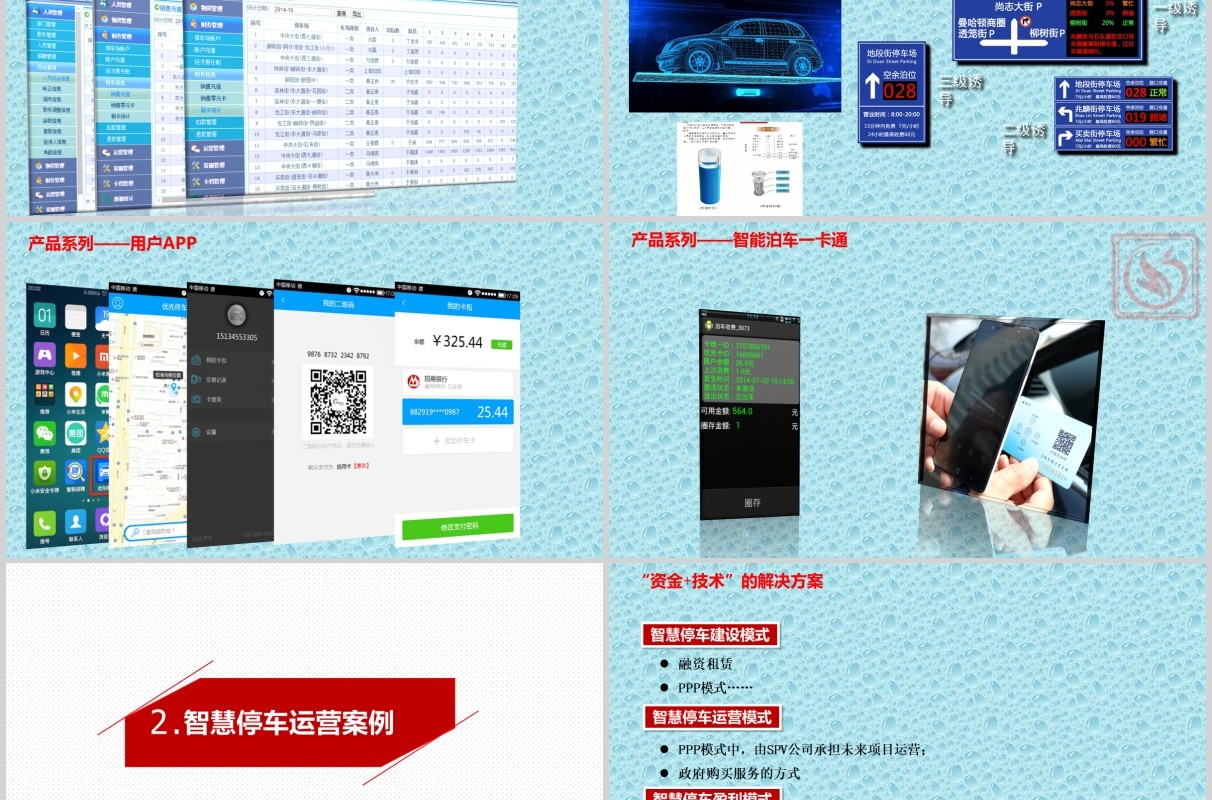 红色简约智慧停车解决方案PPT模板
