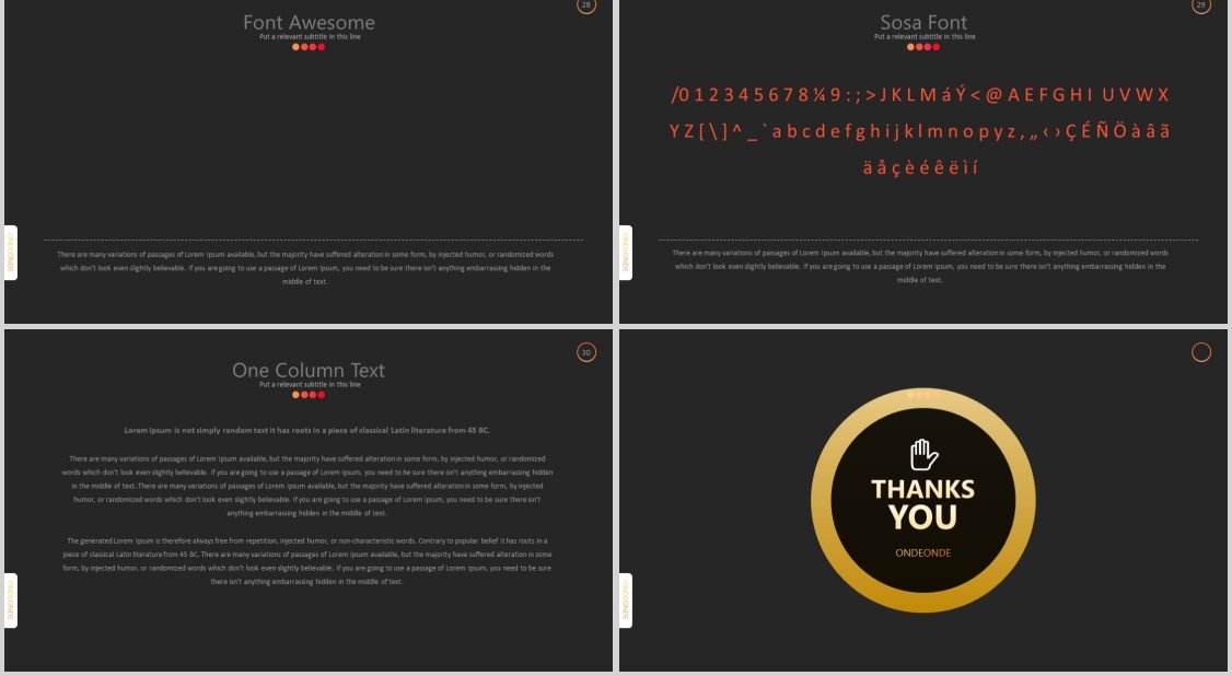 深色商务工作汇报PPT信息图表模板Ondeonde Powerpoint
