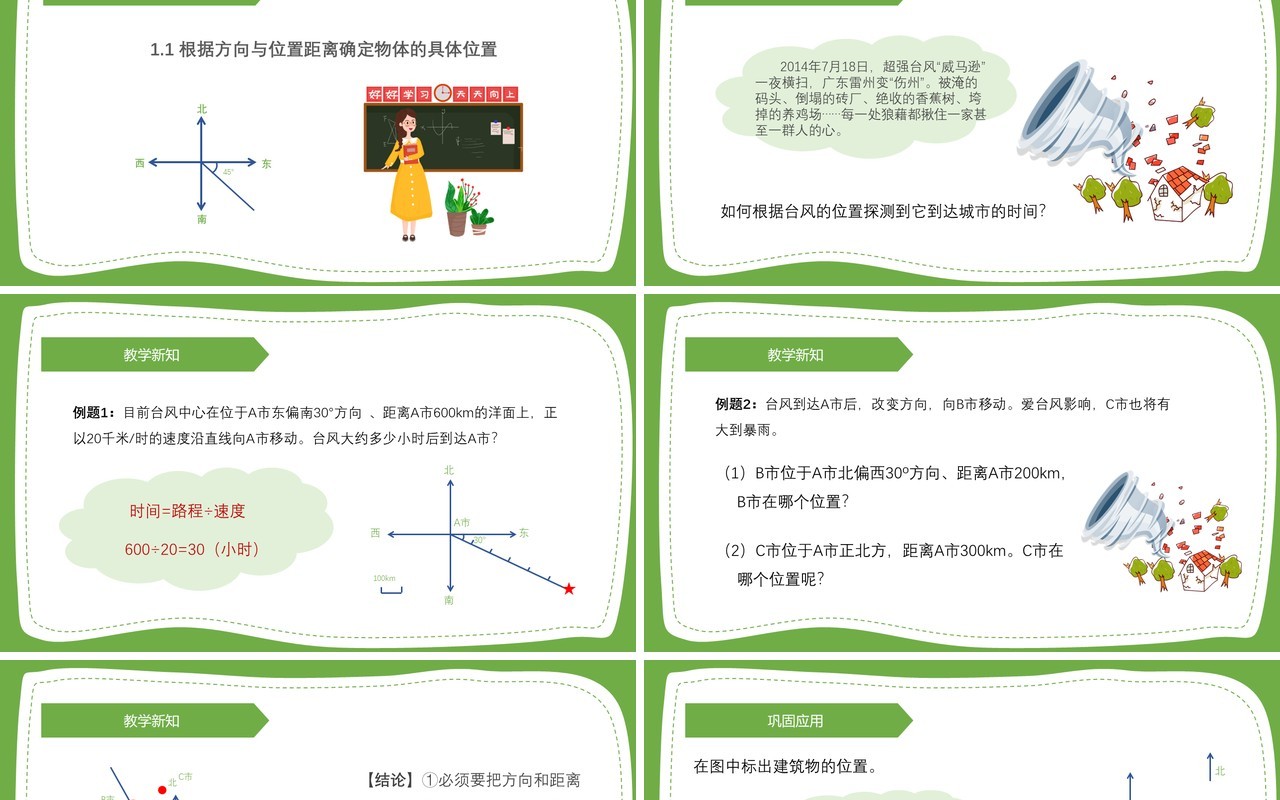 部编版六年级数学上册根据方向与位置距离确定物体的具体位置课件PPT模板