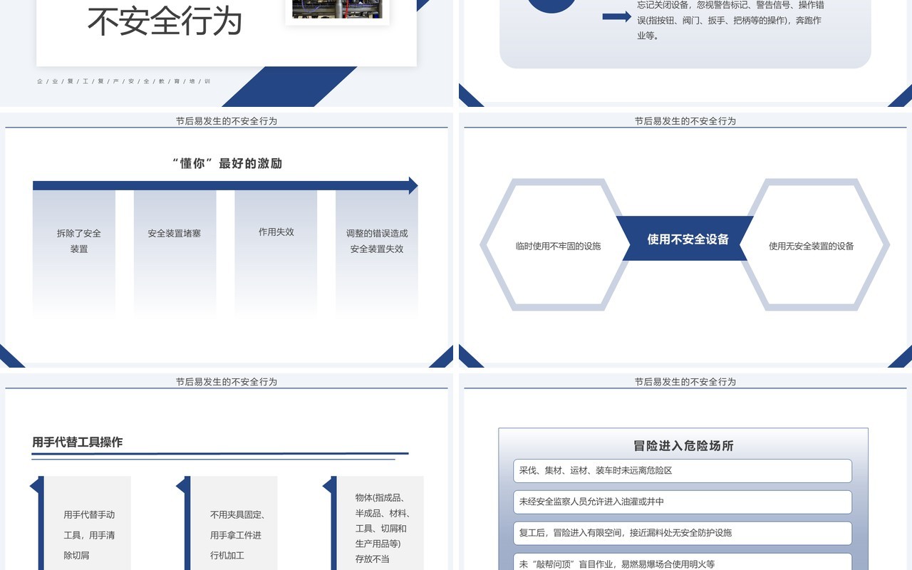 蓝色商务风企业复工安全生产培训PPT模板