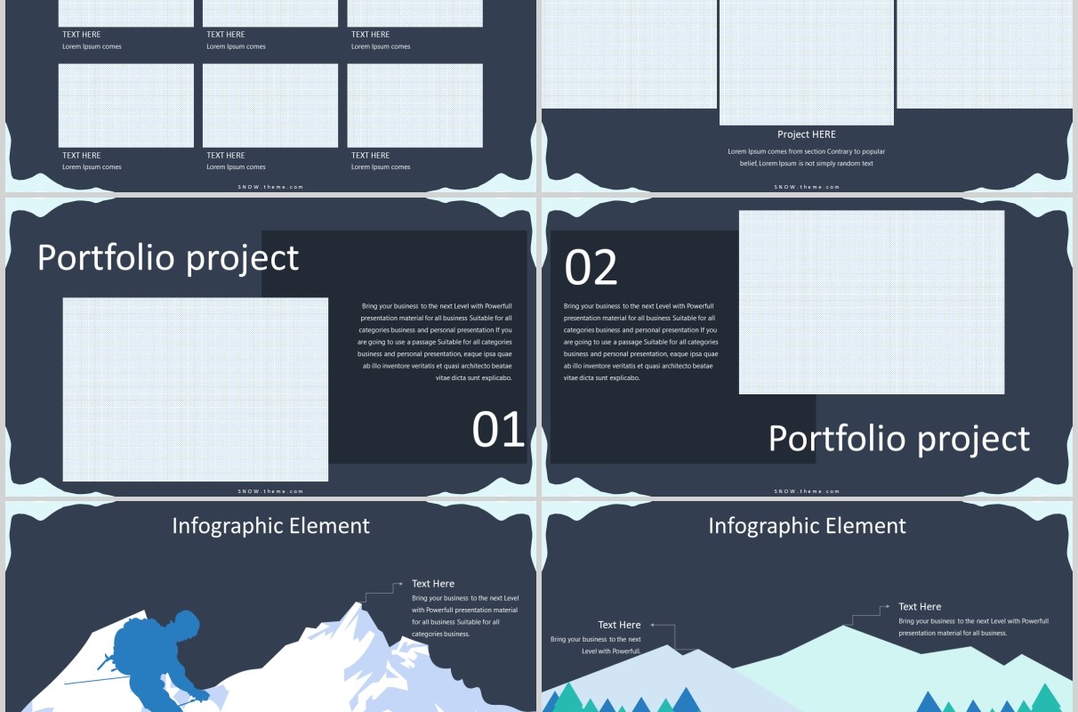 冰山图可视化信息图表通用PPT商务模板版式设计SNOW POWERPOINT PRESENTATION TEMPLATE