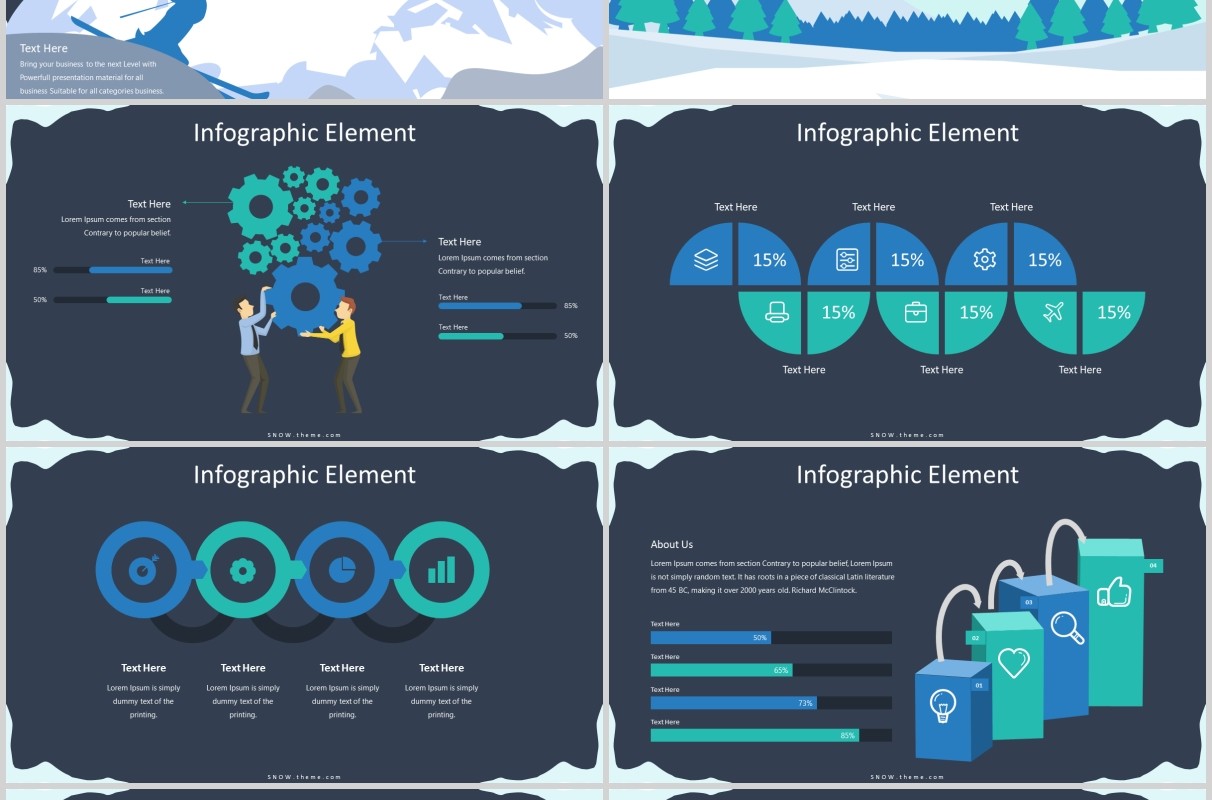 冰山图可视化信息图表通用PPT商务模板版式设计SNOW POWERPOINT PRESENTATION TEMPLATE