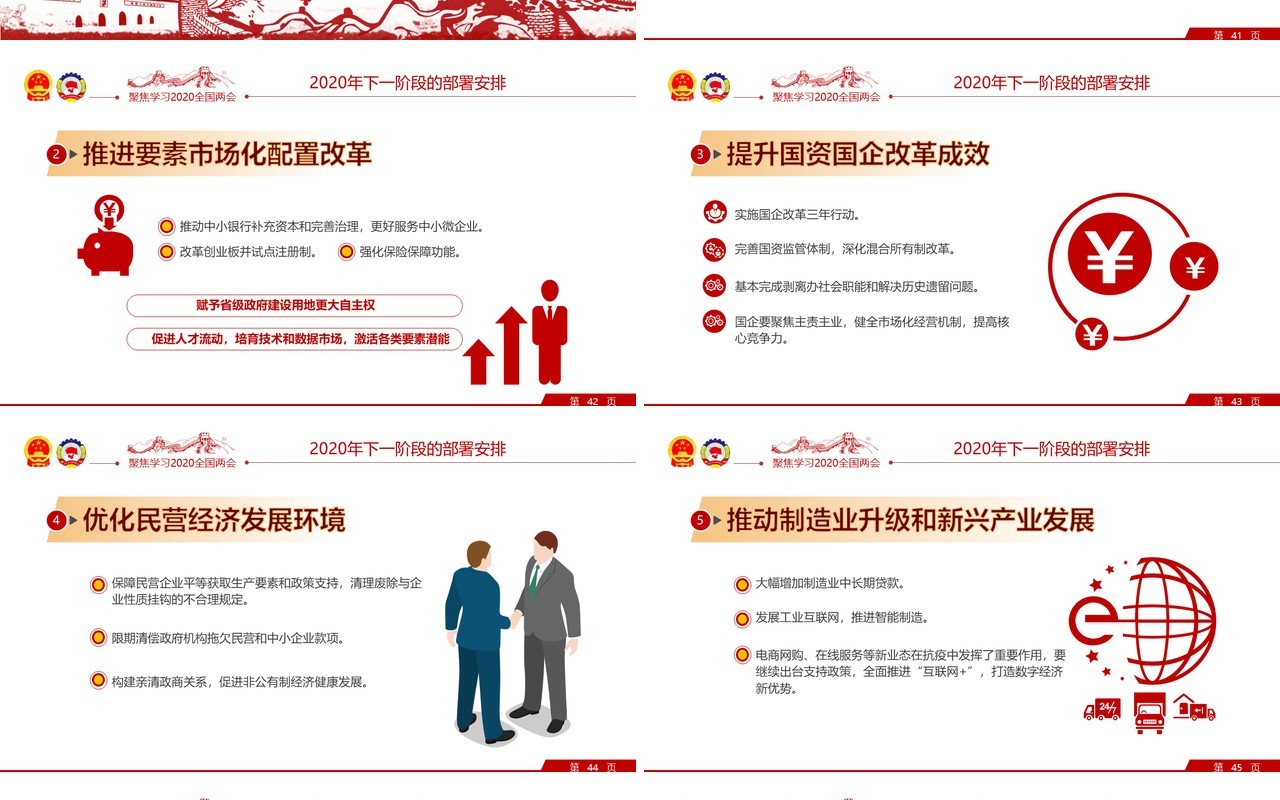 聚焦2020年全国两会学习解读政府工作报告党建PPT模板