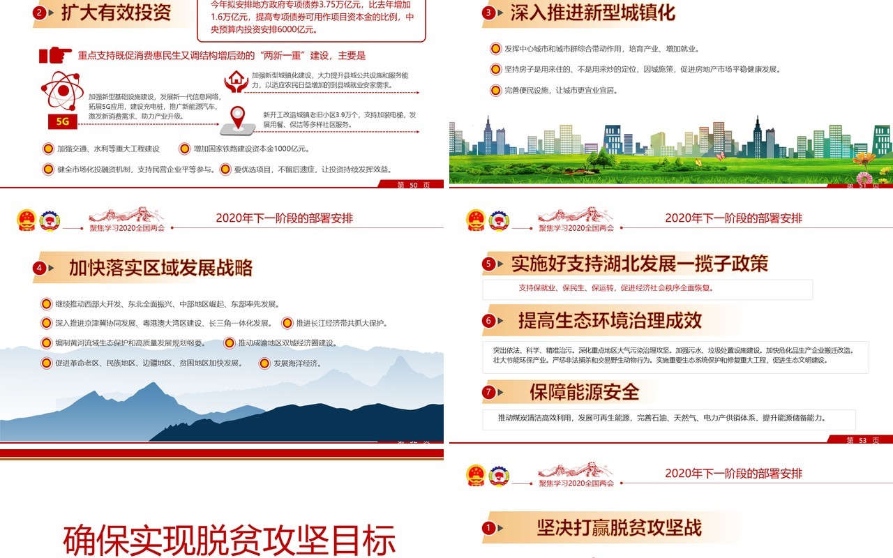 聚焦2020年全国两会学习解读政府工作报告党建PPT模板