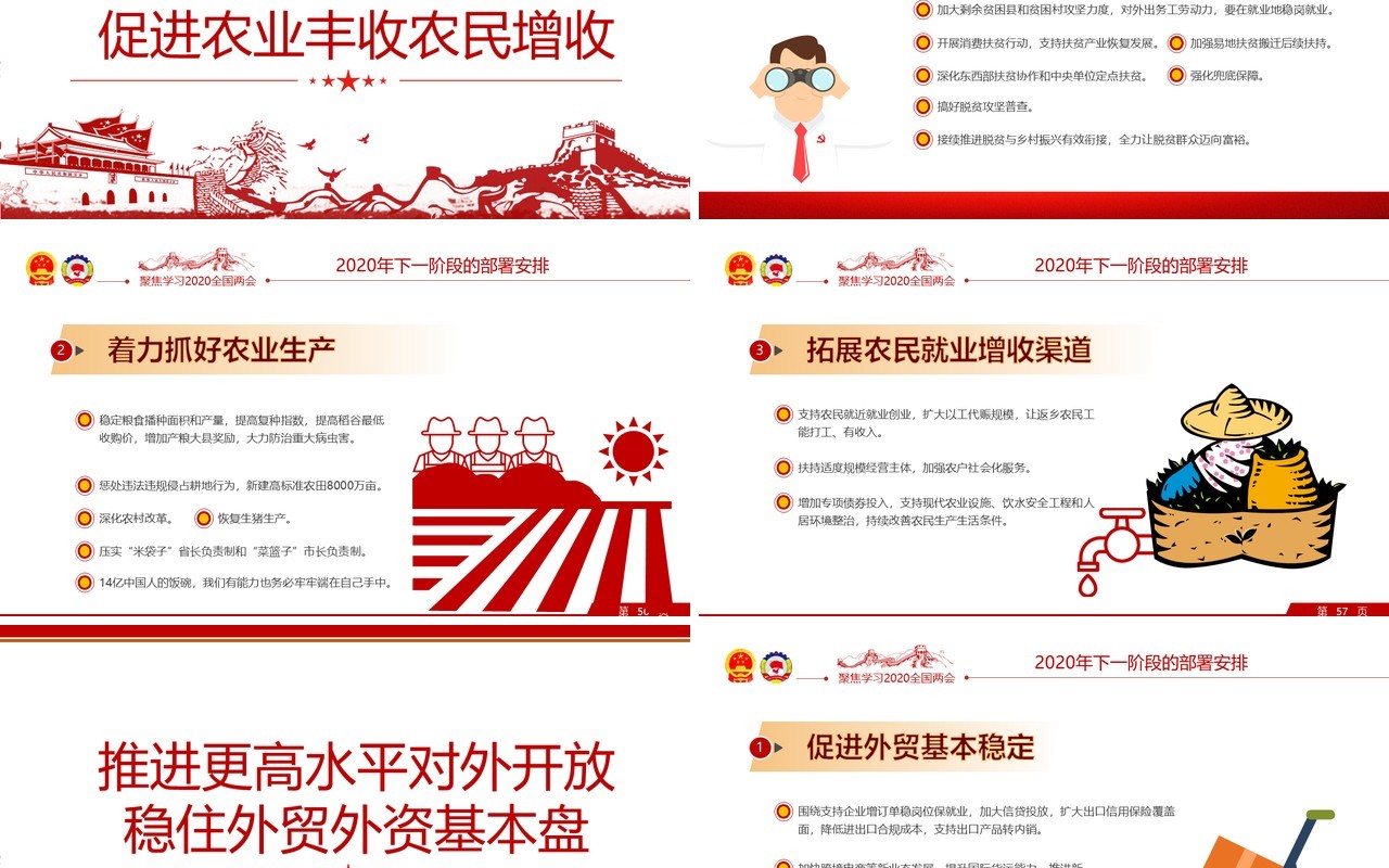 聚焦2020年全国两会学习解读政府工作报告党建PPT模板