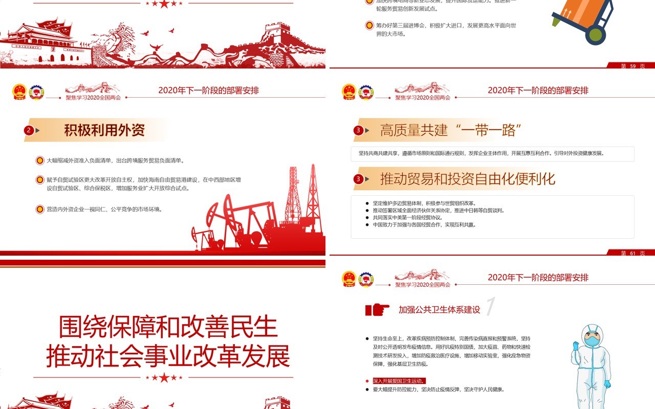聚焦2020年全国两会学习解读政府工作报告党建PPT模板