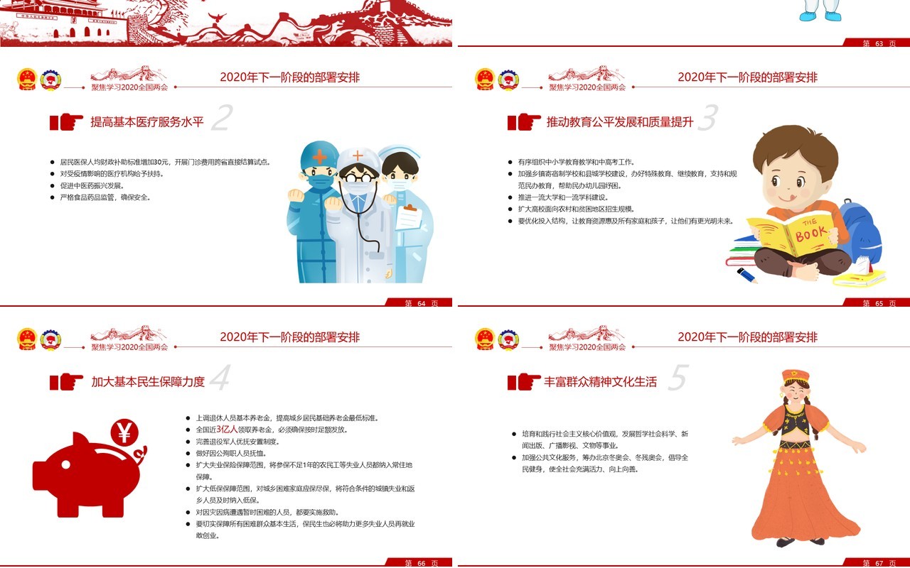 聚焦2020年全国两会学习解读政府工作报告党建PPT模板