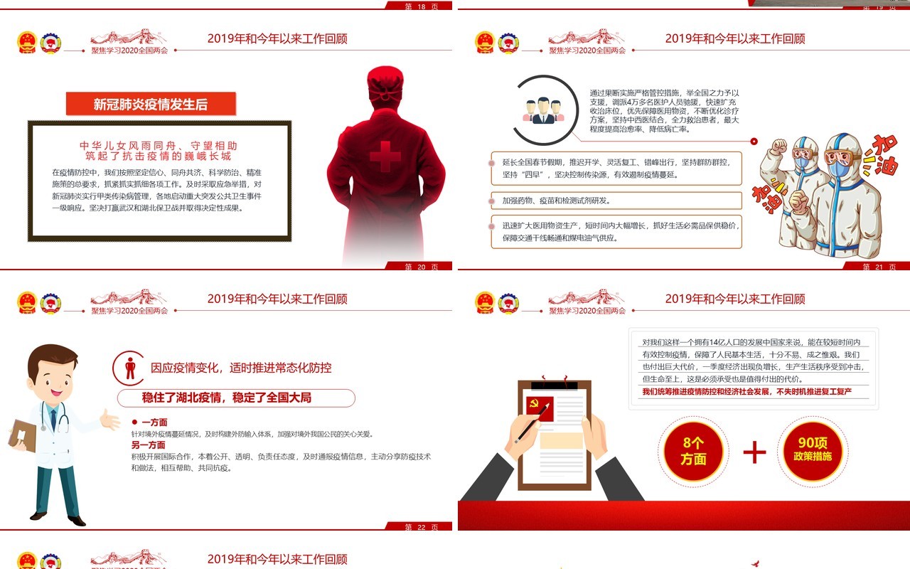聚焦2020年全国两会学习解读政府工作报告党建PPT模板