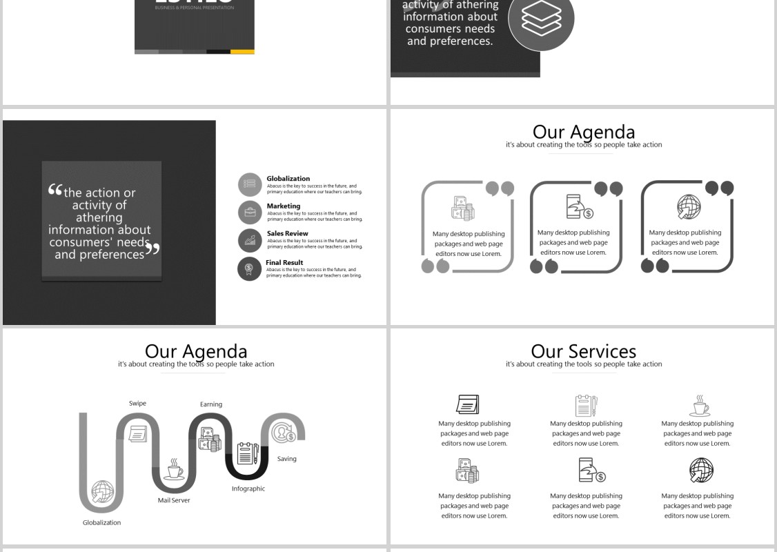 灰色高端商务工作汇报PPT信息图表可插图片模板ESTILLO Powerpoint
