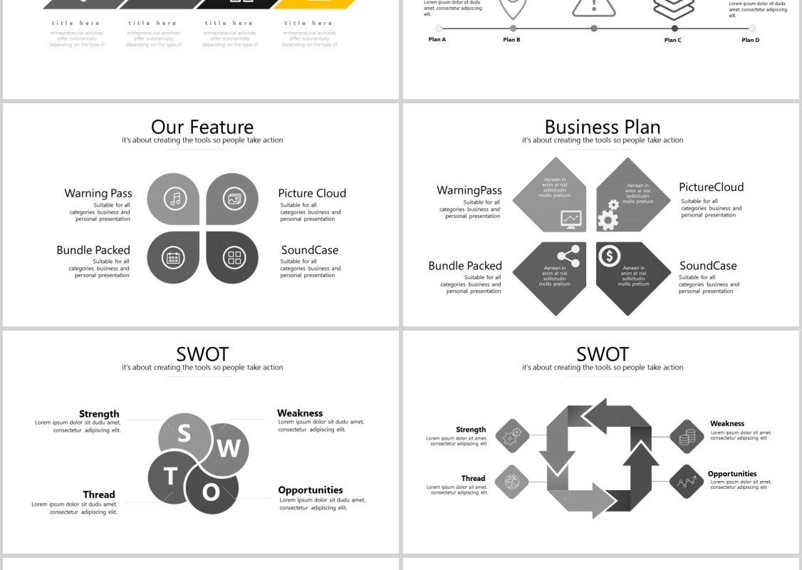 灰色高端商务工作汇报PPT信息图表可插图片模板ESTILLO Powerpoint