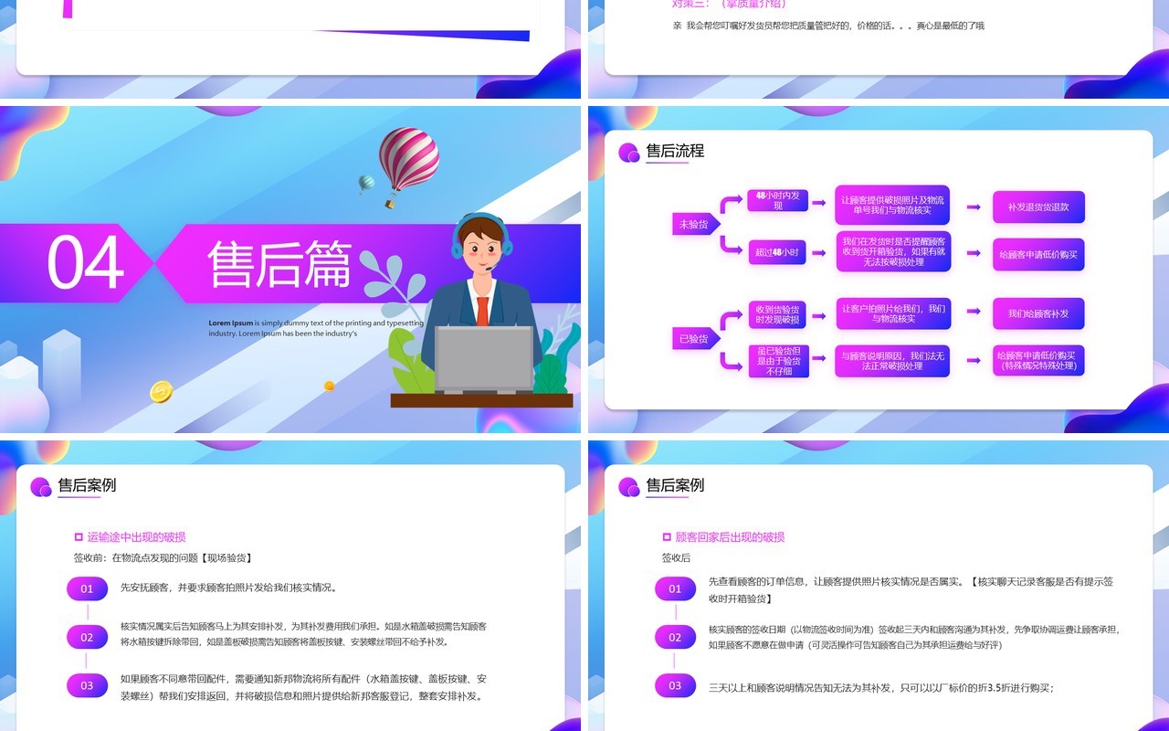蓝紫色卡通618新手客服培训PPT模板