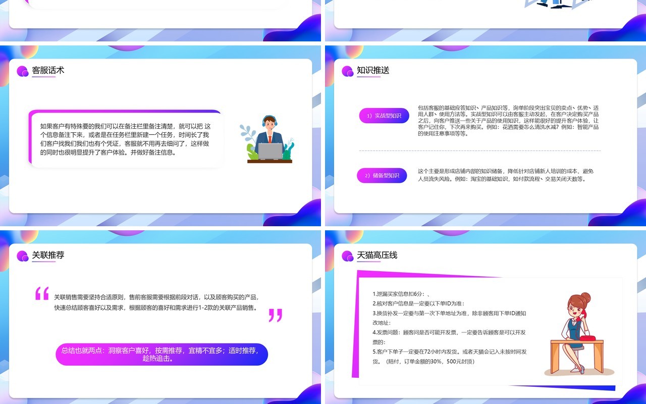 蓝紫色卡通618新手客服培训PPT模板